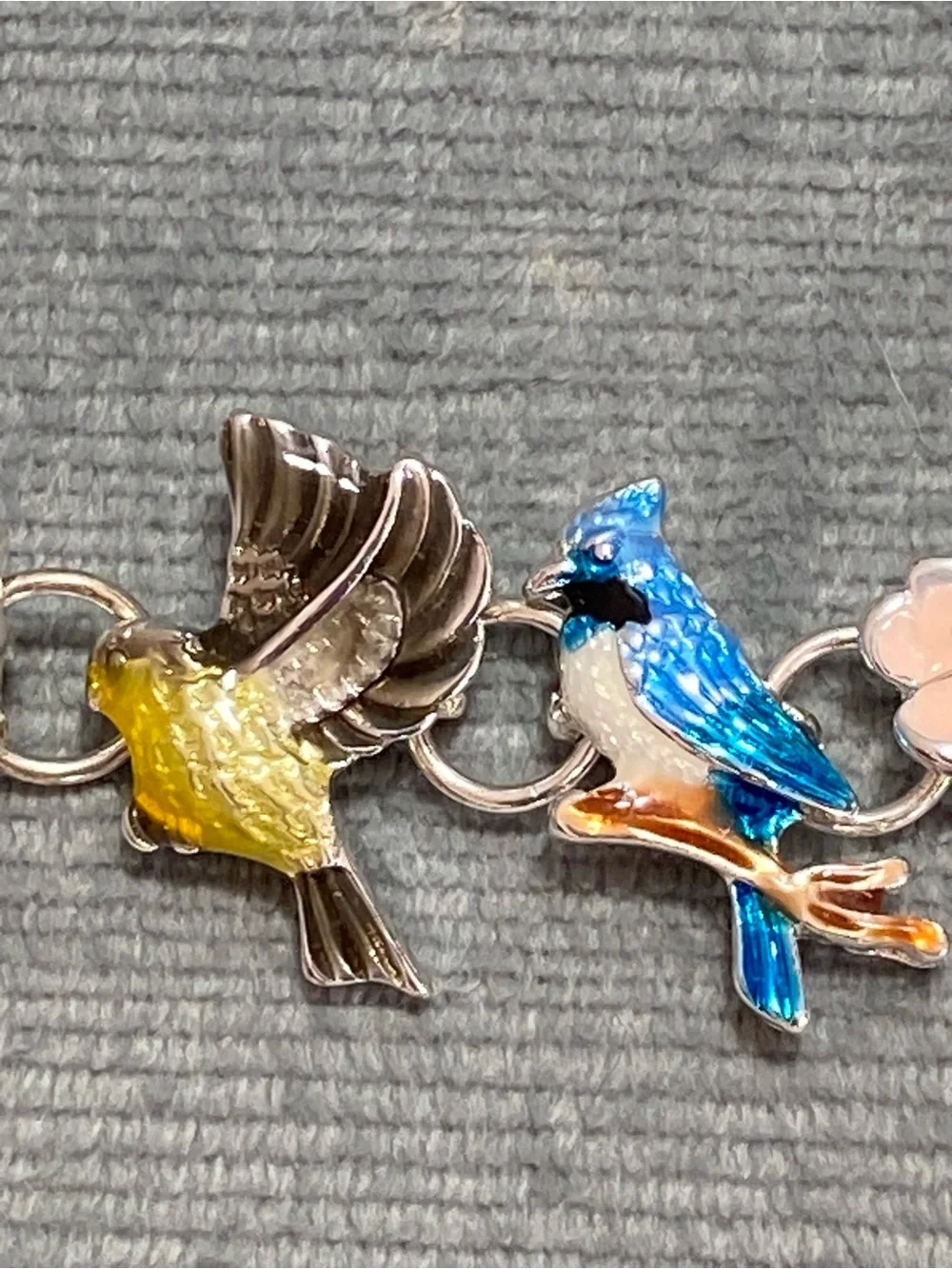 Multicolor Enamel Bird Link Bracelet Magnetic Closure size 6.5 vintage - Picture 10 of 17